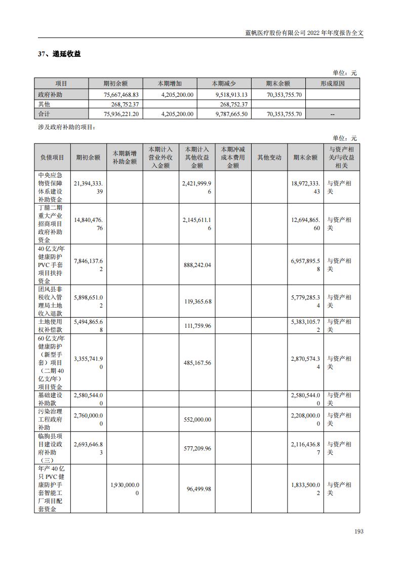 蓝帆医疗股份有限公司2022年年度报告_192