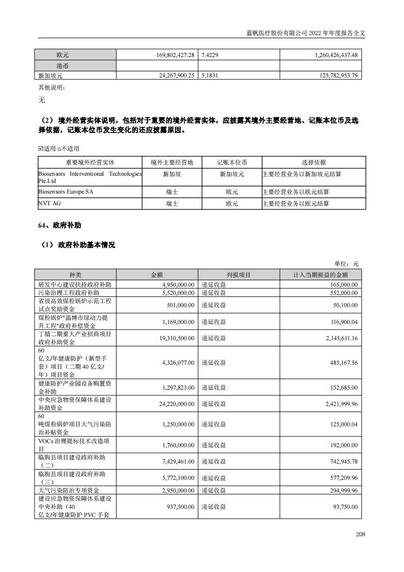 蓝帆医疗股份有限公司2022年年度报告_207