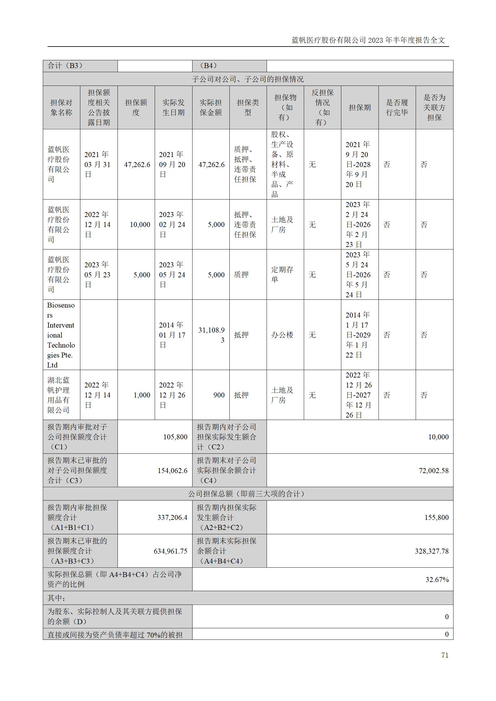 蓝帆医疗股份有限公司2023年半年度报告_71