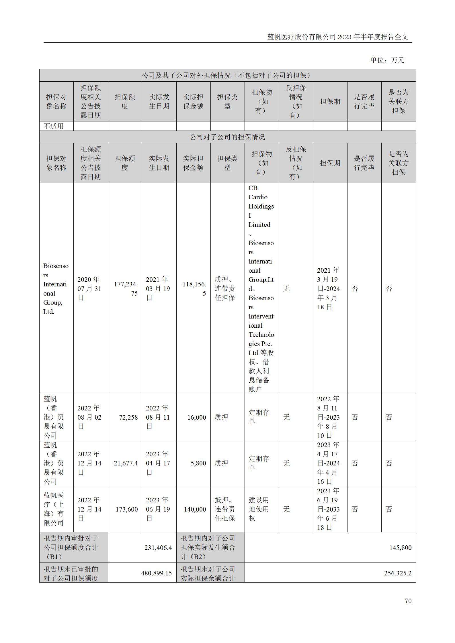 蓝帆医疗股份有限公司2023年半年度报告_70