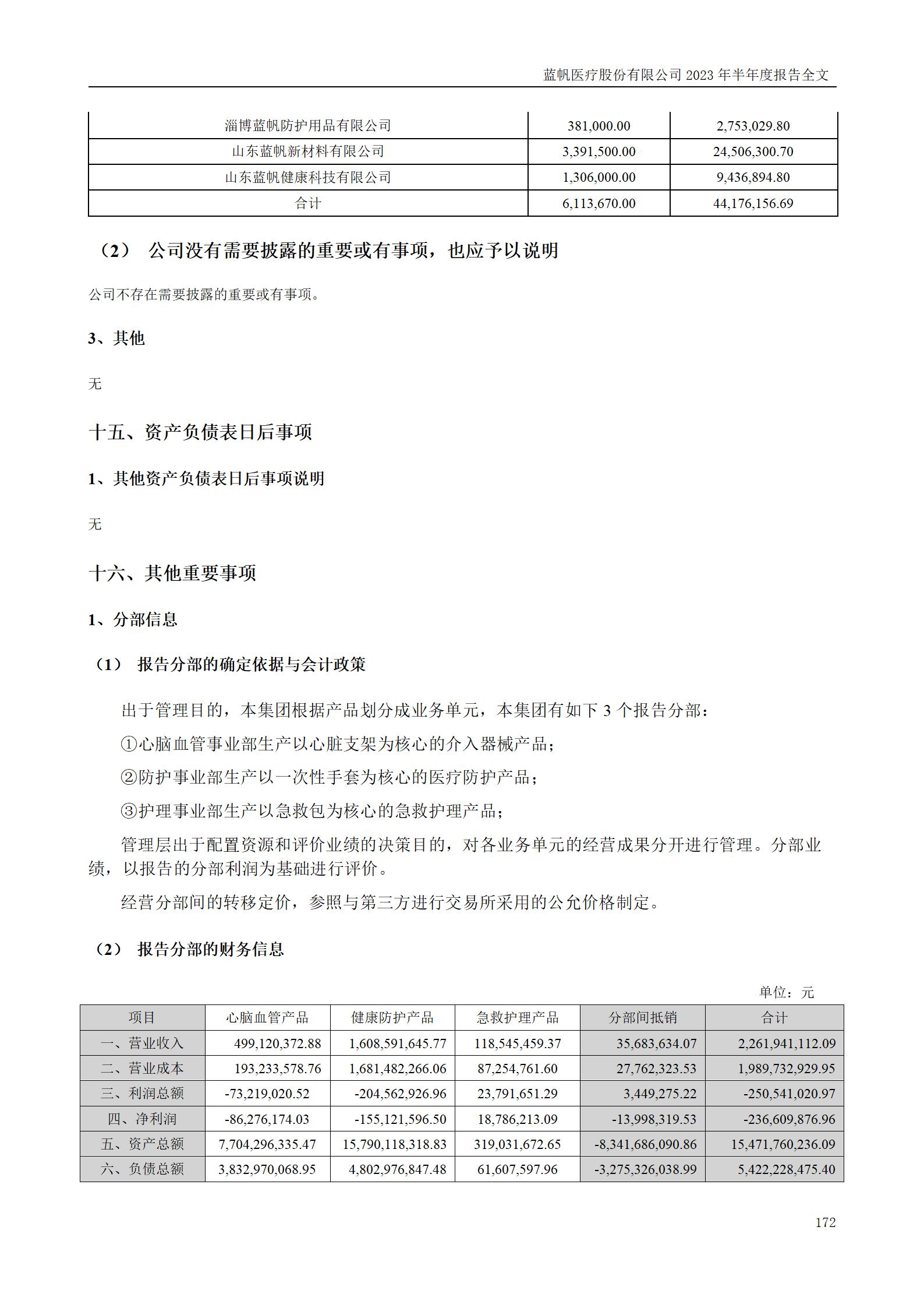 蓝帆医疗股份有限公司2023年半年度报告_172