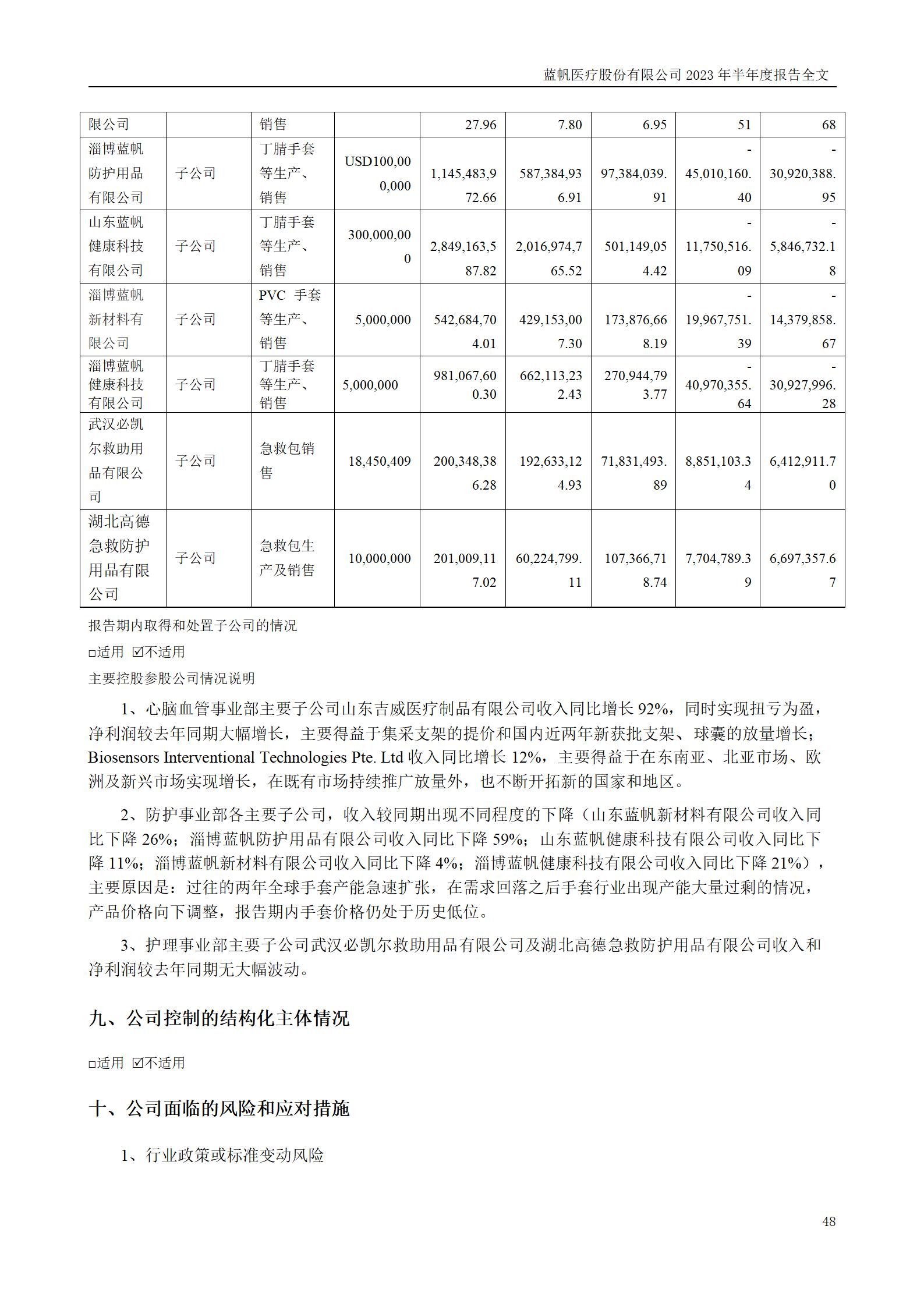 蓝帆医疗股份有限公司2023年半年度报告_48