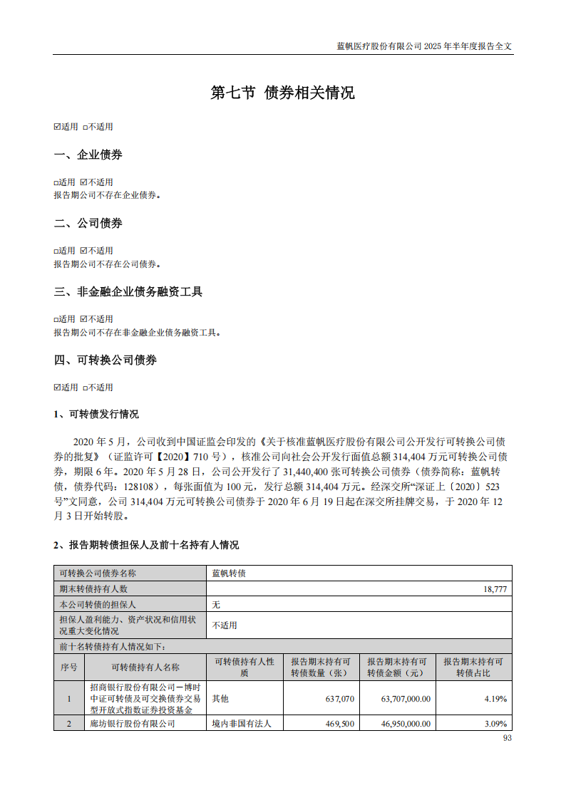 蓝帆医疗：2025年半年度报告_93
