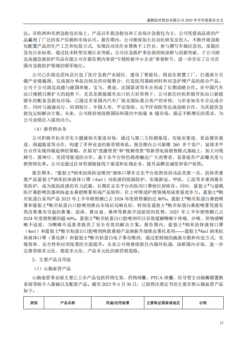 蓝帆医疗：2025年半年度报告_13