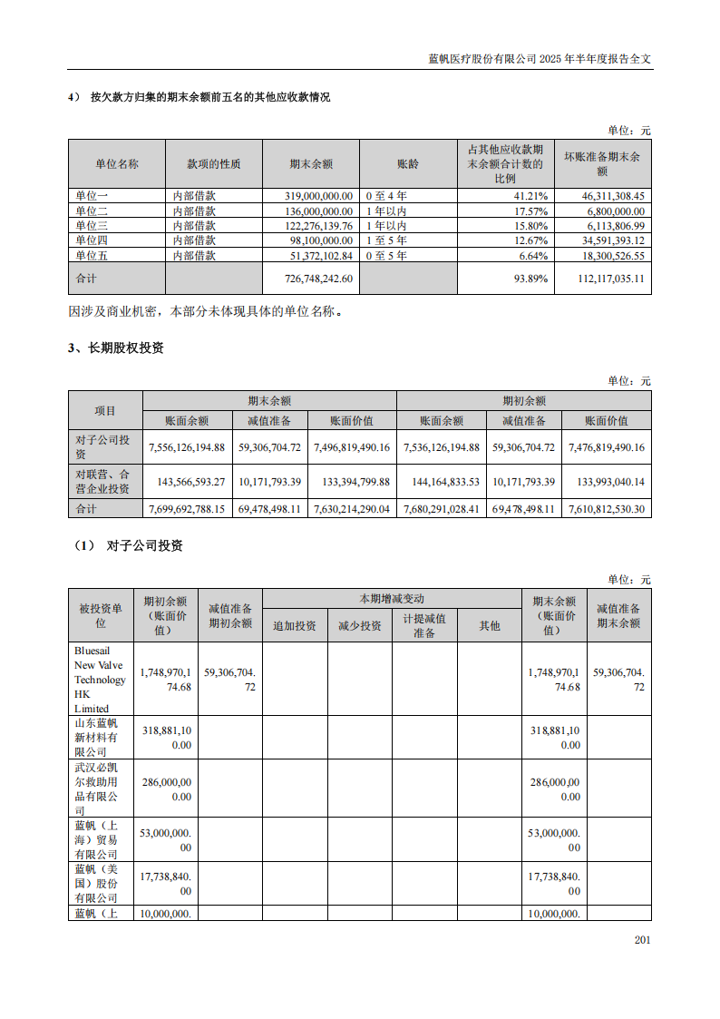 蓝帆医疗：2025年半年度报告_201