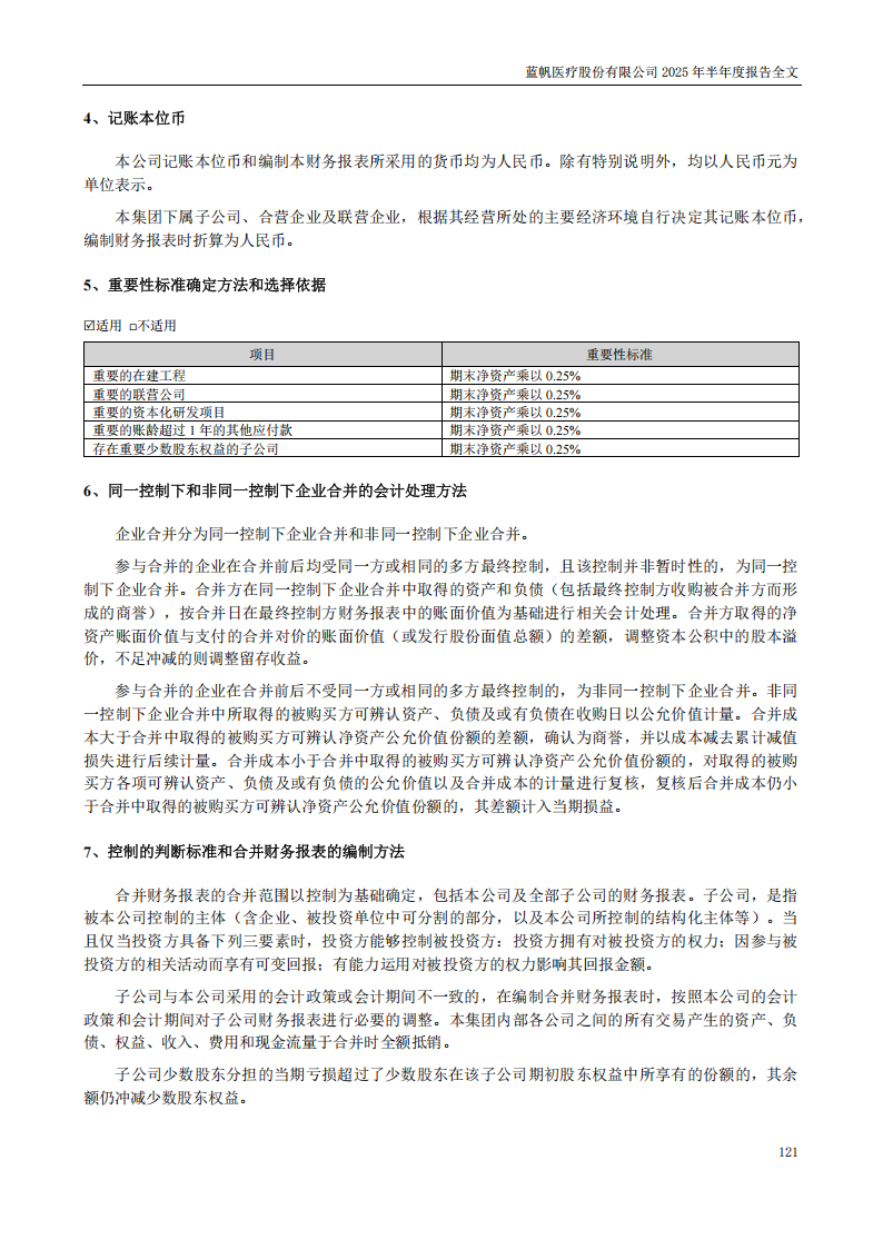 蓝帆医疗：2025年半年度报告_121