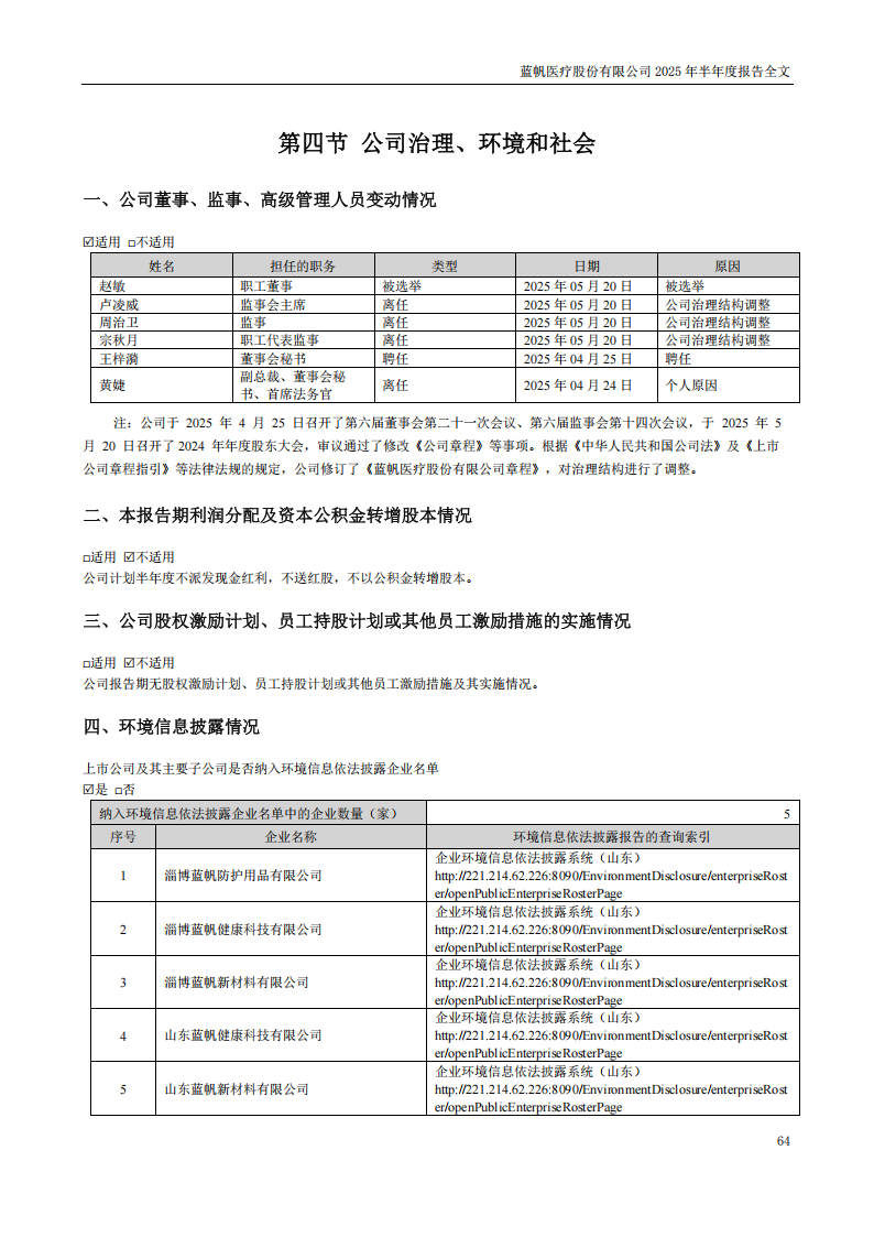 蓝帆医疗：2025年半年度报告_64