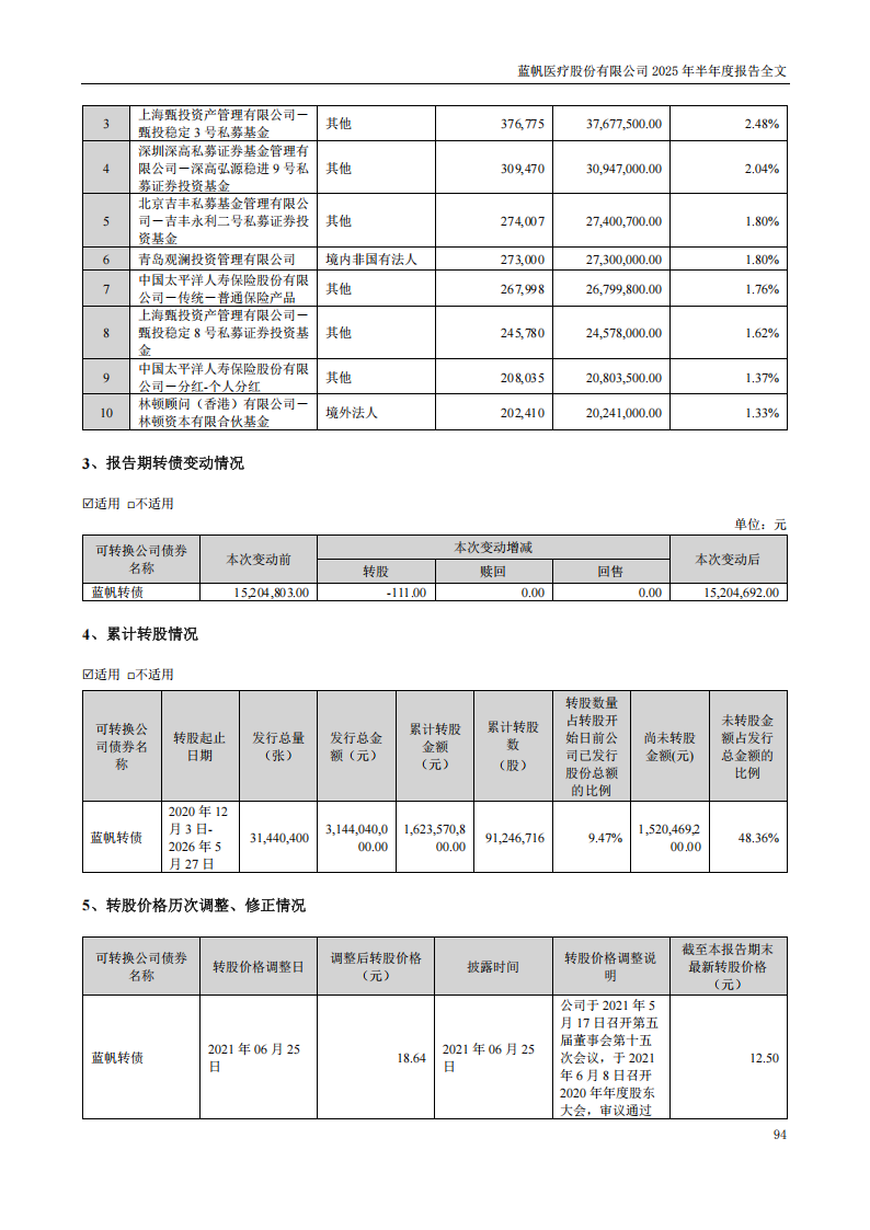 蓝帆医疗：2025年半年度报告_94